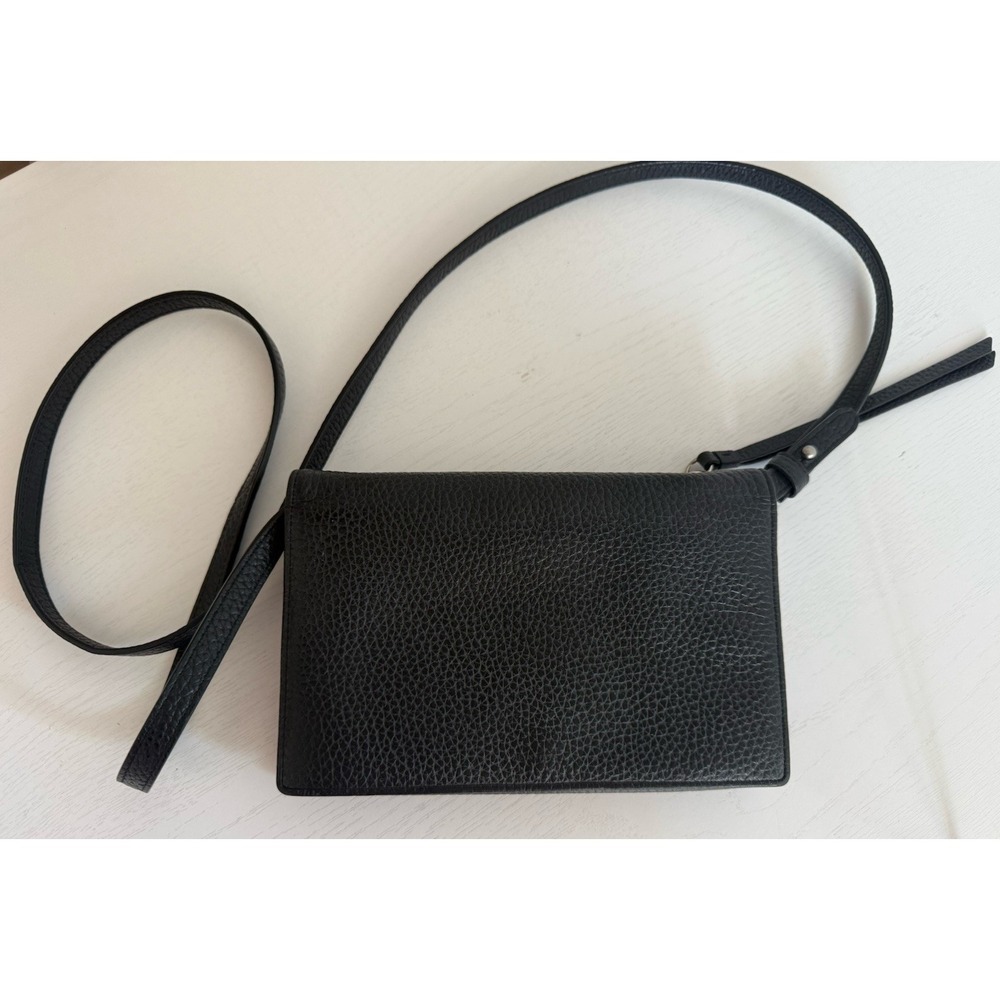 AllSaints Fetch Adjustable Strap Pebbled Leather Crossbody Bag Purse Boho Black